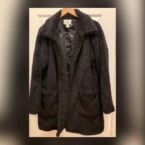 Super Soft Cozy Long Black Faux Fur Teddy Jacket